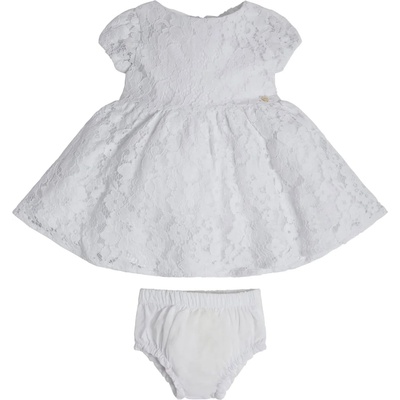 Guess Дантелена официална рокля в бяло за бебе момиче Guess