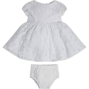 Guess Дантелена официална рокля в бяло за бебе момиче Guess