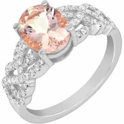 Eppi zlatý prsten s oválným morganitem a diamanty Lamah R32965