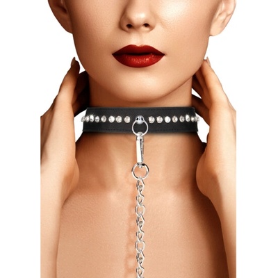 Ouch! Diamond Studded Collar with Leash