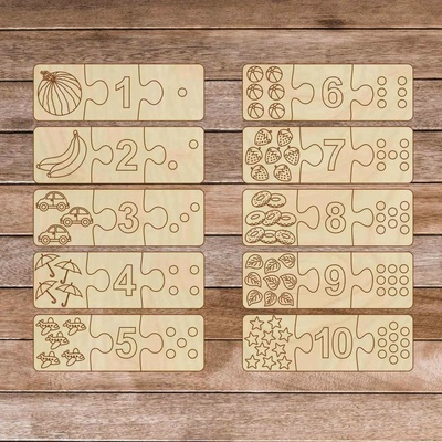 SENTOP Detská drevená skladačka - Trojdielne puzzle pre deti H004