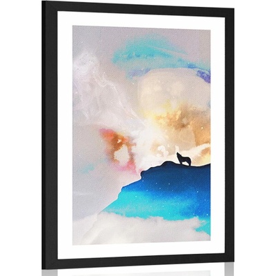 Plakát s paspartou abstrakce vytí vlka - 40x60 no frame