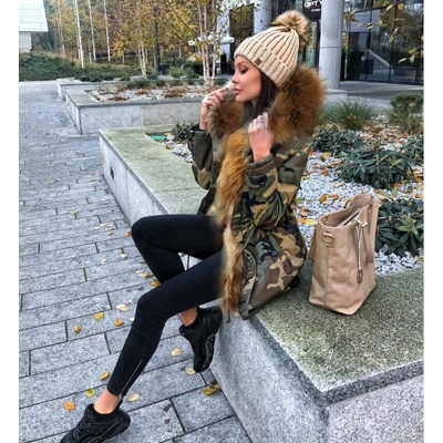 Fashionweek exkluzívny bundička parka s kožušinkou Parka Moro s kapucňu Jenot F1741