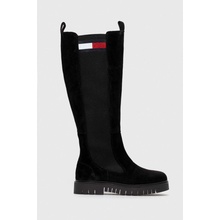 Tommy Jeans TJW LONG SHAFT SUEDE BOOT dámske čierna