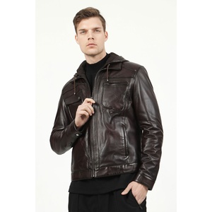 Jacket Club Мъжко яке от естествена кожа e-937/k - Тъмнокафяво #319085 (319085_Кафяво)