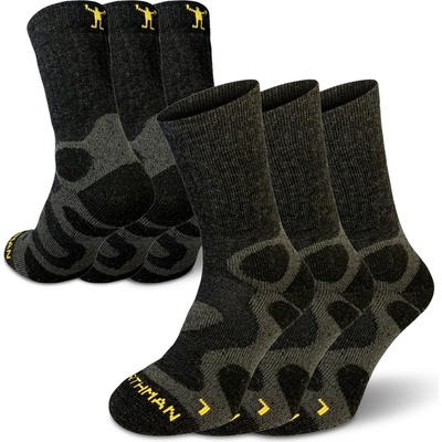 Northman Svarog 3-pack Turistické Merino ponožky Černé