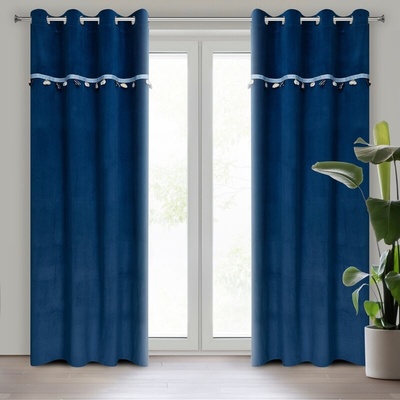 Takoy Dětský závěs CAR ze sametu s ozdobnou páskou s visícími trojrozměrnými autíčky 140 x 250 cm-HF-418358 | 140 x 250 cm
