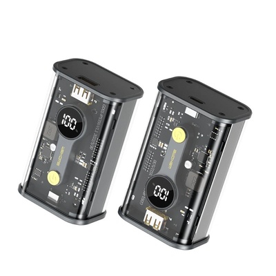 WK DESIGN Vanguard Power Bank 10000 mAh USB-C Черно/Прозрачно (WK-WP-333)