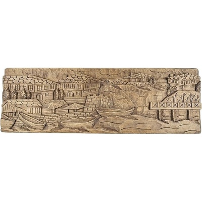 Дърворезбовано пано Стария град с пристанището (6120)