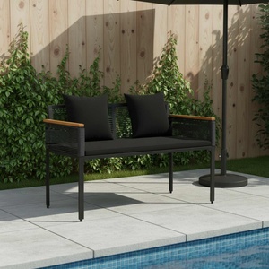vidaXL Външна пейка 2 -Seater 117 x 54 x 74.5 см полиратан Черно (42025237)