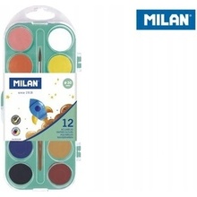 MILAN Farby akvarelové 12 farieb 30 mm + štetec