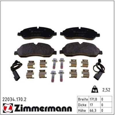 Sada brzdových destiček, kotoučová brzda ZIMMERMANN 22034.170.2