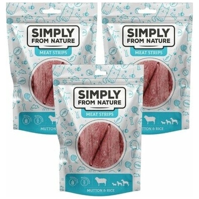 SIMPLY FROM NATURE Meat Strips Baranie stripsy s ryžou pre psov 3x 80 g