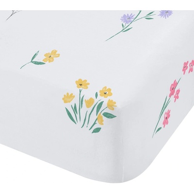 Catherine Lansfield Бял еластичен двоен детски чаршаф 135x190 cm Bunny Tails Ditsy Flowers - Catherine Lansfield (BD/59097/W/DFD/WH)