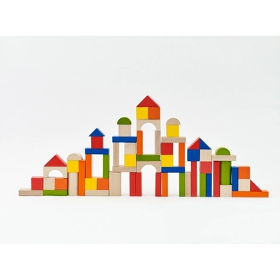 Teddies Kostky dřevo 100ks + vkládačka