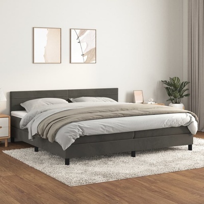 Petrashop 3141384 boxspring postel s matrací tmavě šedá samet
