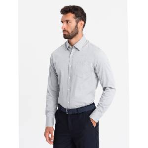 Ombre Clothing Мъжка риза Ombre Clothing SLIM FIT V2 OM-SHCS-0174 Ombre Clothing | Siv | МЪЖЕ | S