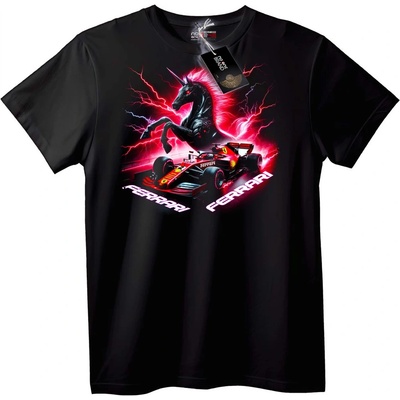 NOONEBRAND Тениска Ferrari Еднорог Мълния - 2XL, Black