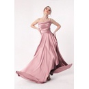 Lafaba Women's Petrol Evening & Prom Dress with a slit in Satin