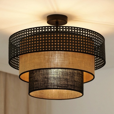 Brilagi - Плафон DAKOTA LUNETA 1xE27/15W/230V пр. 45 см черен/ратан (BG1124)