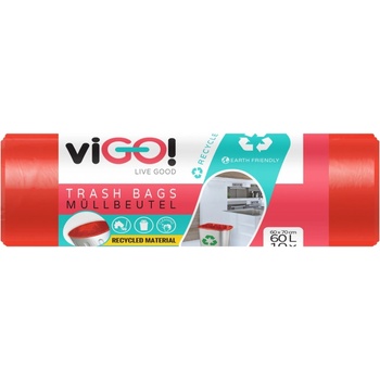 viGO! Pytle tříděný odpad LDPE 60l 30µm 10ks červené