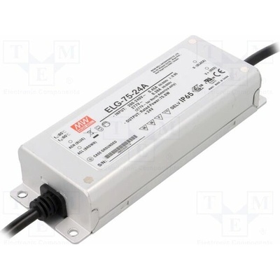 MEAN WELL ELG-75-24A Napájecí zdroj: spínaný; LED; 76W; 24VDC; 1,57÷3,15A; 180÷295VAC