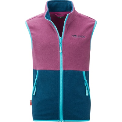 TROLLKIDS Детски поларен елек Trollkids Kid's Kjerag Vest Fleece vest - Bright Berry / Madeira Blue / Lagoon Blue - размер 128 (EU) (703-4667-0116)