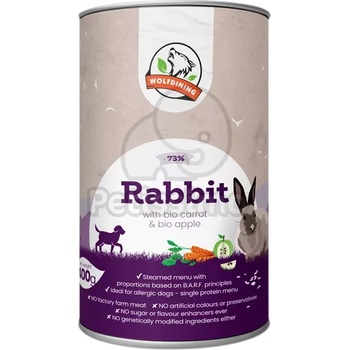 Farkaskonyha BIO заешко меню за кучета на пара 400 г