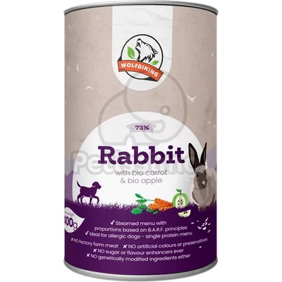 Farkaskonyha BIO заешко меню за кучета на пара 400 г