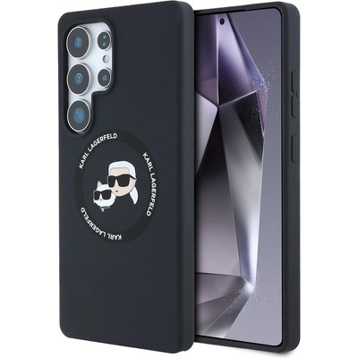 KARL LAGERFELD Liquid Silicone Karl and Choupette Heads MagSafe Case - дизайнерски силиконов кейс с MagSafe за Samsung Galaxy S25 Ultra (черен)