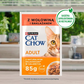 Cat Chow Храна за възрастни котки с говеждо месо и патладжан в желе 85 г