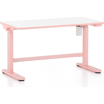 Rauman Výškově nastavitelný stůl OfficeTech Kids, 100 x 50 cm, bílá / růžová