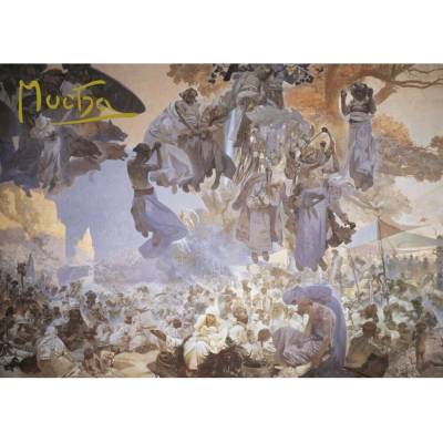 Pohled Alfons Mucha Slovanská epopej – Slavnost Svantovítova, krátký