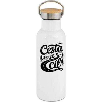 123TRIKO termoska Cesta je cíl, černý tisk 500 ml vtipné