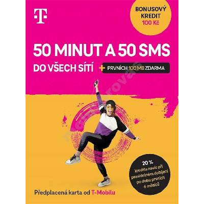 T Mobile 50minut a 50SMS do všech sítí + kredit 100kč