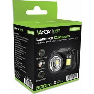 Vayox Челник Vayox VA0098 LED, XPG3 6W 500lm, един сензор за движение, USB-C, 6 режима на светене, водоустойчив IP44, батерия или батерии, Черен