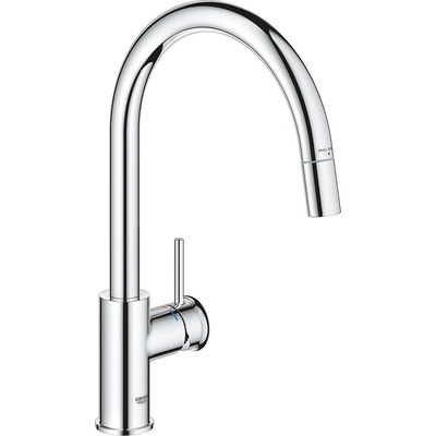 GROHE Кухненски смесител bauclassic с висок издърпващ се душ-аератор (30573000)