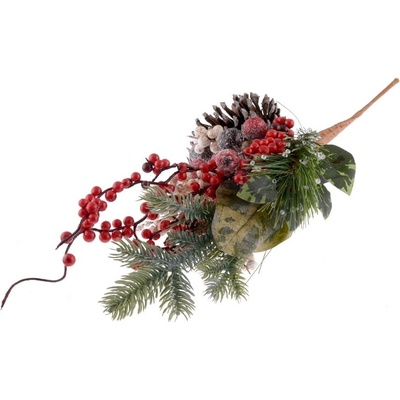 Přízdoba Větvička 45cm smrková s šiškou a bobulemi