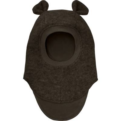 Merino kukla s uškami Dark Brown Melange HUTTELIHUT