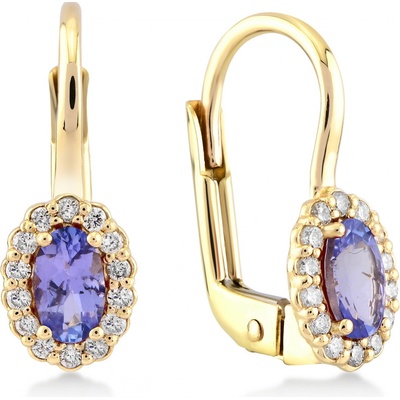 Lillian Vassago zlaté patentové náušnice s tanzanity a diamanty LLV11-SMEG5730-01-TAN