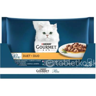 GOURMET PERLE cat Multipack Duo hovädzie a kuracie mäso 4 x 85 g