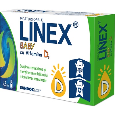 Linex baby kvapky + Vitamín D3 8 ml