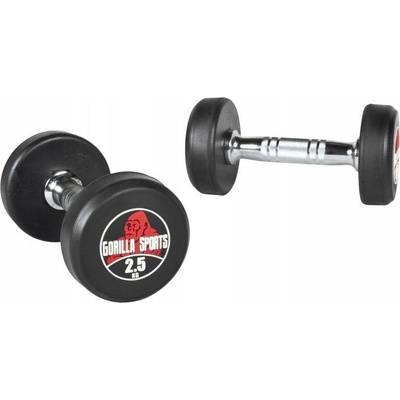 Gorilla Sports Potažené pogumované činky s pevnou váhou 2 x 2,5 kg