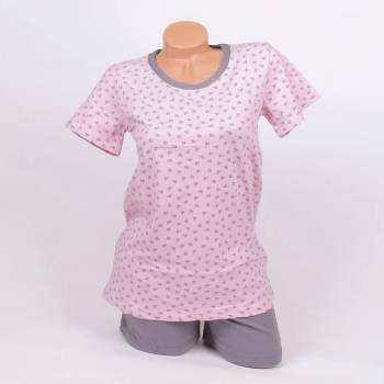 Image 1 of Лятна пижама в сиво и розово с точици и листенца