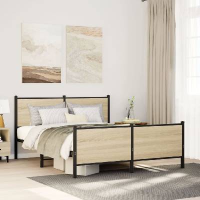 zahrada-XL 3301363 Kovový rám postele bez matrace dub sonoma