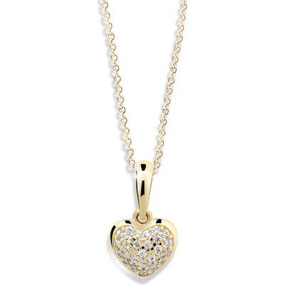 Cutie Jewellery Zlatý prívesok v tvare srdca so zirkónmi Z6295 2383 40 10 X 1