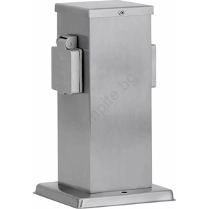  Екстериорен стълб с контакти 2z schuko 230v матов хром ip44 (p5461)