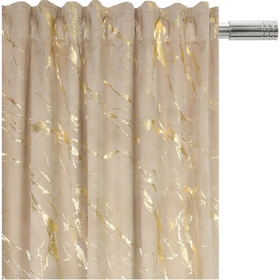 Fliying Sametový závěs na pásce L 786 béžový/zlatý, 140x250 cm(cena za 1 kus) – Zboží Dáma