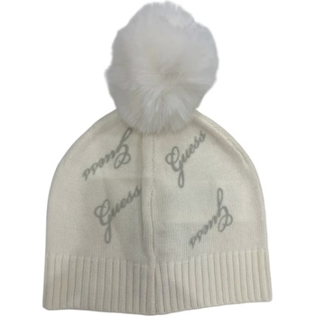 Guess Детска зимна шапка Guess - С помпон и надпис, екрю, М (20254-J5BZ34-Z0870-P08N-M)