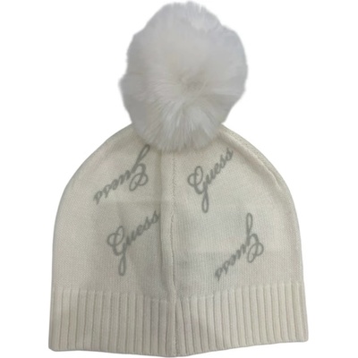 Guess Детска зимна шапка Guess - С помпон и надпис, екрю, М (20254-J5BZ34-Z0870-P08N-M)